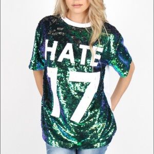 Endless Rose Shirt HATE 17 Sequin T-Shirt